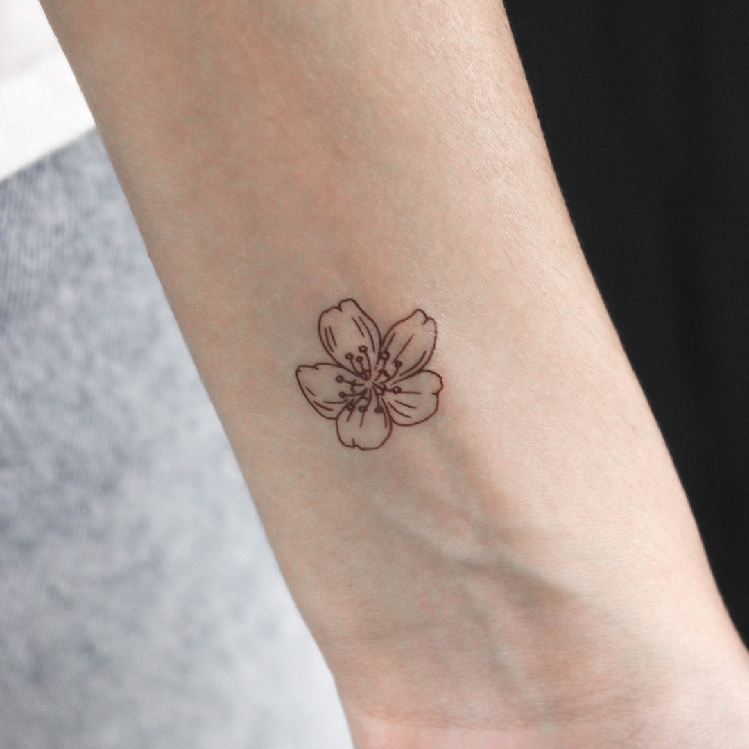 Cherry Blossom Outline Temporary Tattoo (set of 3) - Etsy