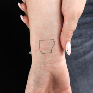 Arkansas Karte Umriss temporäres Tattoo (3er Set)