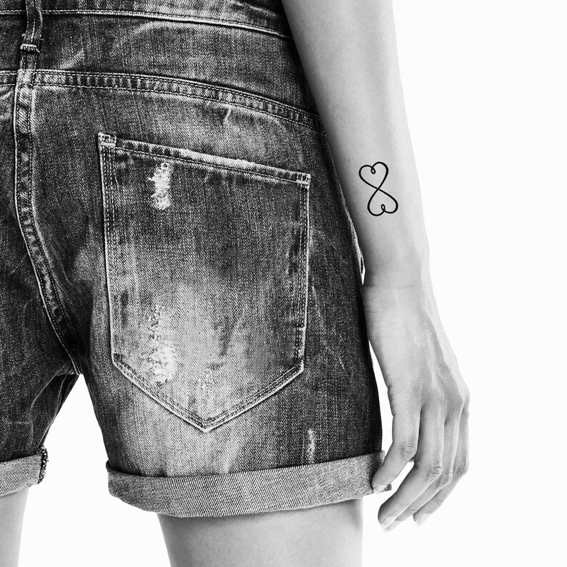 Set of 2 Double Heart Infinity Symbol Temporary Tattoo