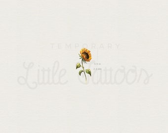 Little Watercolor Sunflower Temporary Tattoo (Set of 3)