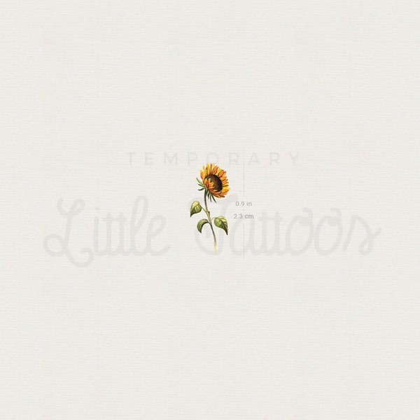 Little Watercolor Sunflower Temporary Tattoo (Set of 3)