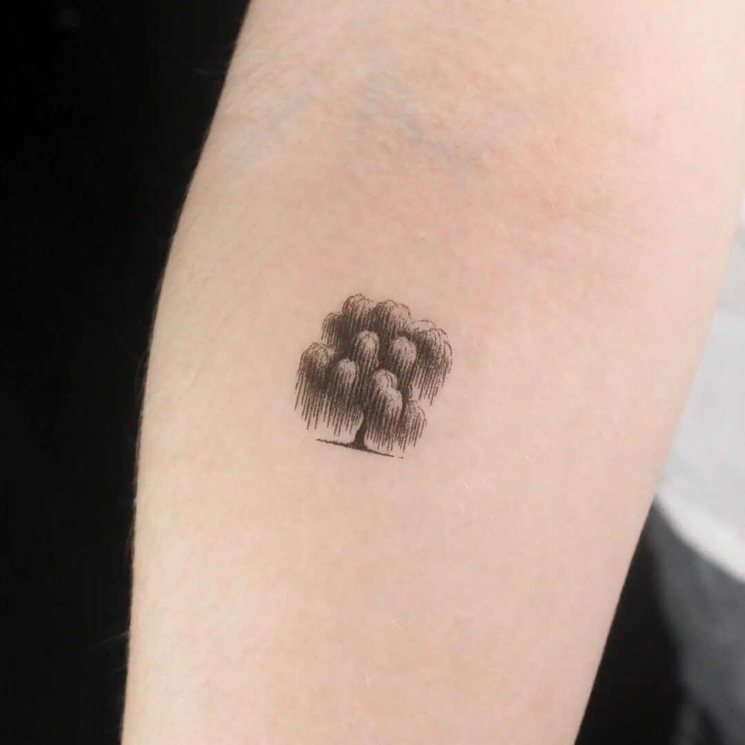Minimalist Weeping Willow Tattoo Design