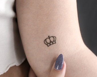 Tiny King and Queen Crowns  Semi-Permanent Tattoo - Not a Tattoo