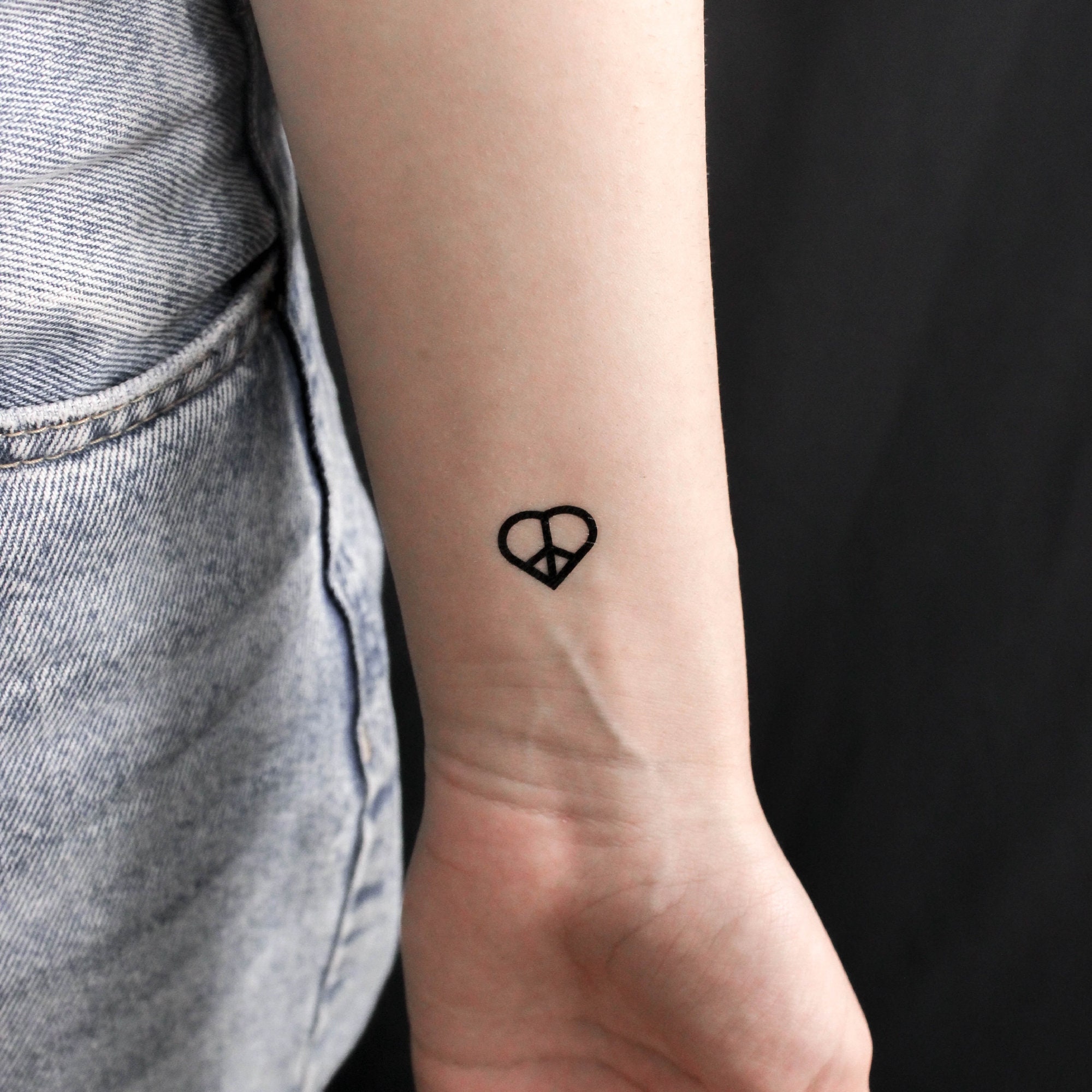 Peace \u0026 Love Symbol Temporary Tattoo (set of 3) - Etsy, image size:2000x2000