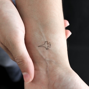 Jet Fighter Outline Temporary Tattoo (Set of 3)