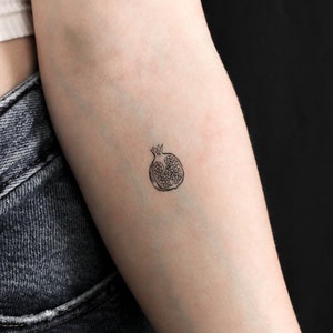 Piccolo tatuaggio temporaneo di melograno (set di 3)