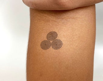 Triple Spiral Symbol Temporary Tattoo (Set of 3)