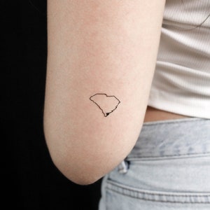 South Carolina Landkarte Umriss temporäres Tattoo (3er Set)
