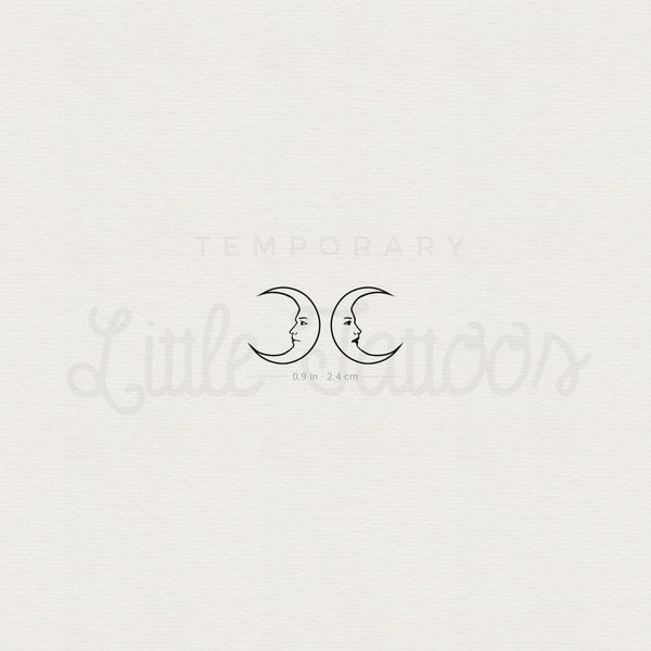 Crescent Moon With Face Tattoo Etsy