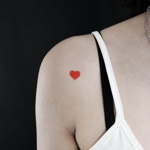 Tiny Red Heart Temporary Tattoo (Set of 3)