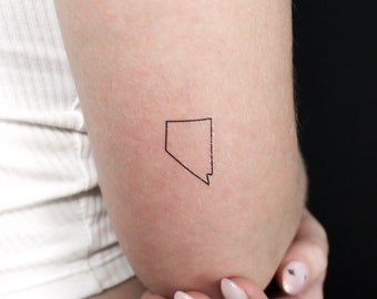 Nevada Map Outline Temporary Tattoo (Set of 3)
