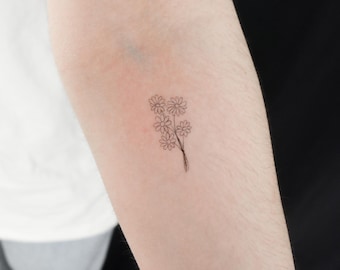 Gänseblümchen Blume temporäres Tattoo (3er Set)