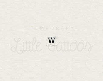 W Uppercase Typewriter Letter Temporary Tattoo (Set of 3)