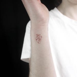 Little Red Anatomical Heart Temporary Tattoo (Set of 3)