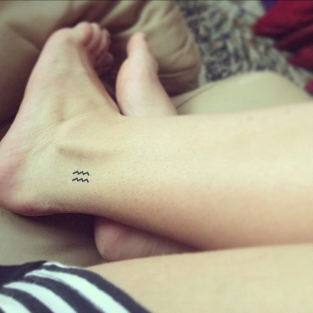 Aquarius Zodiac Symbol Temporary Tattoo set of 3 Etsy