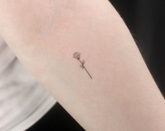 Small Fine Line Rose Outline Temporary Tattoo (Set of 3)