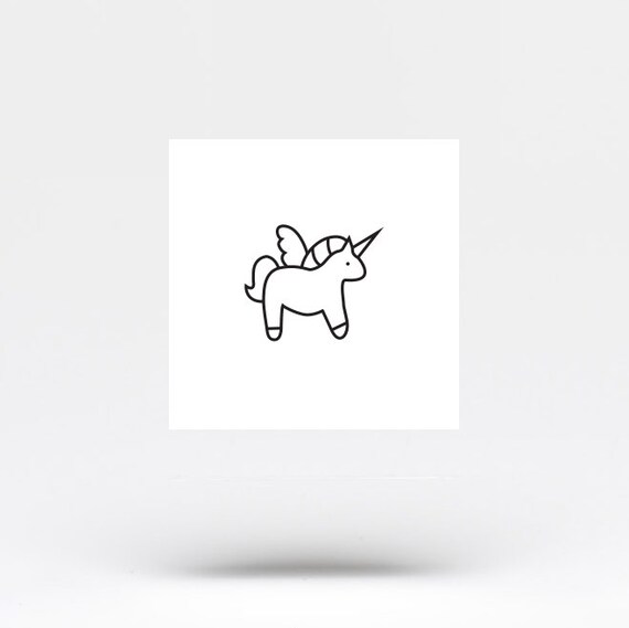 Minimalist Unicorn Temporary Tattoo set of 3 - Etsy