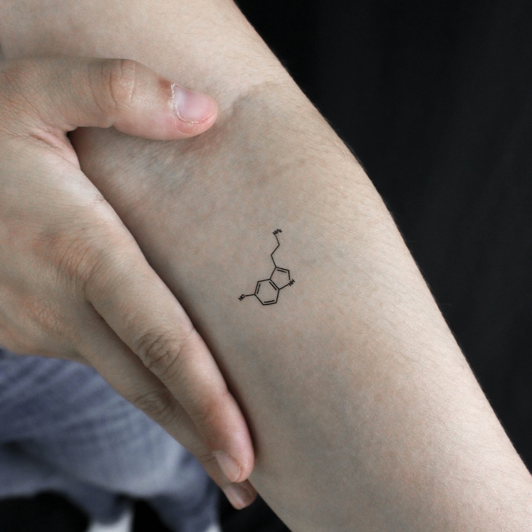 Small Serotonin Chemical Structure Temporary Tattoo (set of
