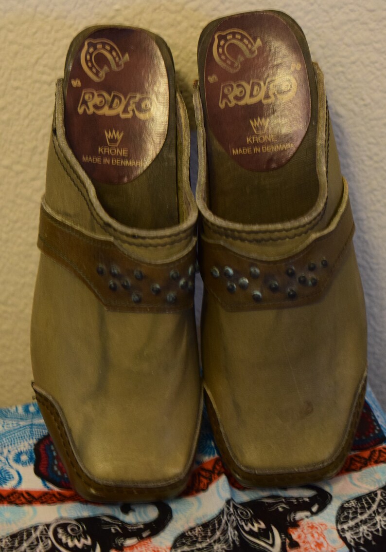 Vintage Green Rodeo Wooden Krone Clogs