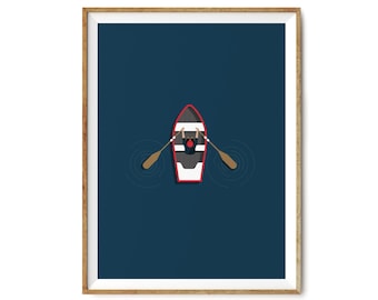 Slow Row | Giclèe Print | Sailing Art | Nautical Artwork | Ocean Theme | Marine Artist | Archival Quality | Rowing Boat