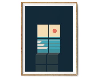 Window to Waves | Giclèe Print | Surf Art | Sunset | Nautical Artwork | Ocean Theme | Marine Artist | Archival Quality | Surfing | Coastal