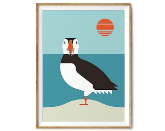 Atlantic Puffin | Giclèe Print | Seabirds | Ocean Art | Nautical Artwork | Coastal Theme | Marine Artist | Archival Quality | Seascape