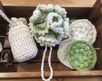 PDF Pattern. Eco -friendly, Vegan cotton Crochet shower set