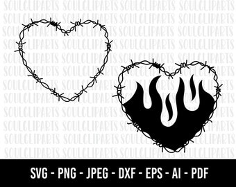 COD35-Barbed Wire Heart SVG/WireHeart Frame Vector/Self Love Svg/Heart SVG/Sketch/Tattoo /Hand-drawn clipart /Cut Files Cricut/Silhouette