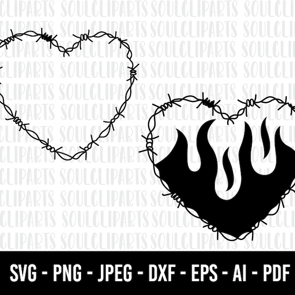 COD35-Barbed Wire Heart SVG/WireHeart Frame Vector/Self Love Svg/Heart SVG/Sketch/Tattoo /Hand-drawn clipart /Cut Files Cricut/Silhouette