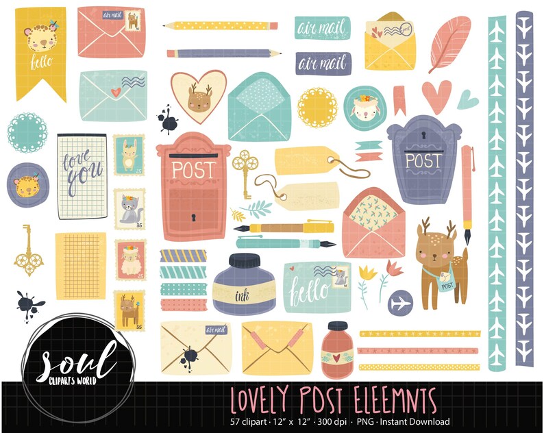 COD503-Lovely post office clipartpost office clipartCommercial useClipart SetVector ClipartINSTANT DOWNLOAD