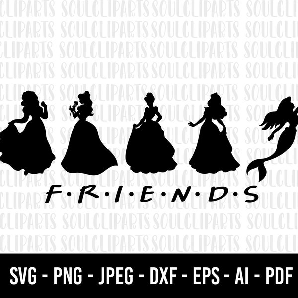 COD1009- Princess friends silhouette svg bundle, Snow White SVG, Princess SVG, princess svg Files for Cricut Silhouette/Tumbler svg