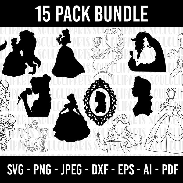 COD202- Beauty and the beast svg bundle, belle svg, beast svg, cut files for cricut silhouette, Belle Castle svg, Princess Belle svg