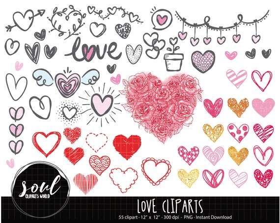 Cod742 Love Clipart Heart Cliparts Valentine S Day Etsy
