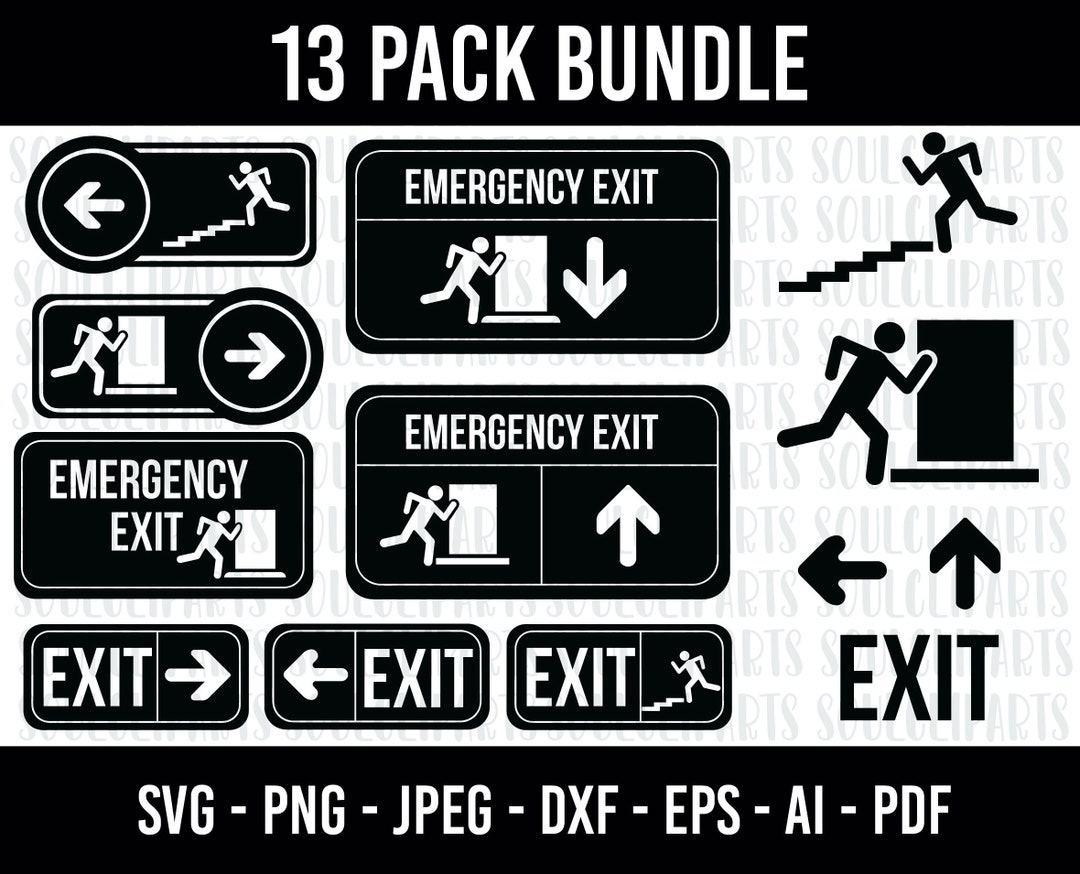 COD901 Exit Sign Svg Exit Svg Exit Sign Clipart Exit Etsy