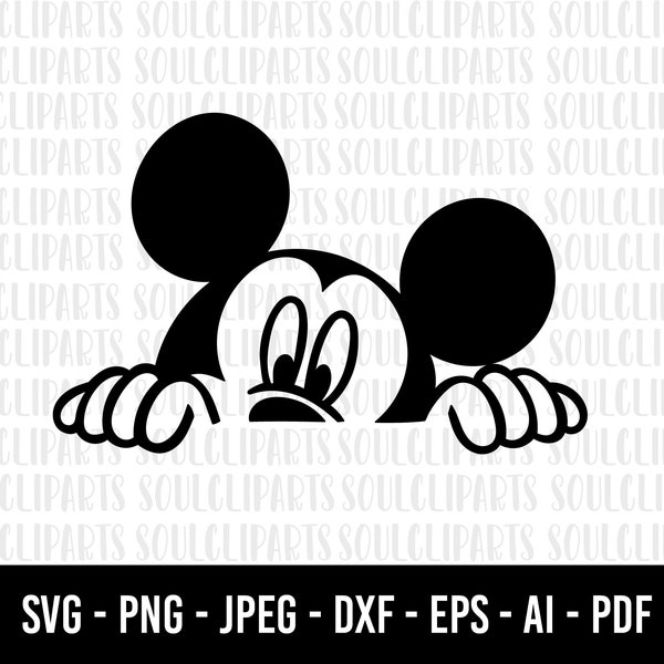 COD942- mickey peeking svg, minnie mouse svg, print svg, sitckers svg, png, clipart, cutting files for cricut silhouette