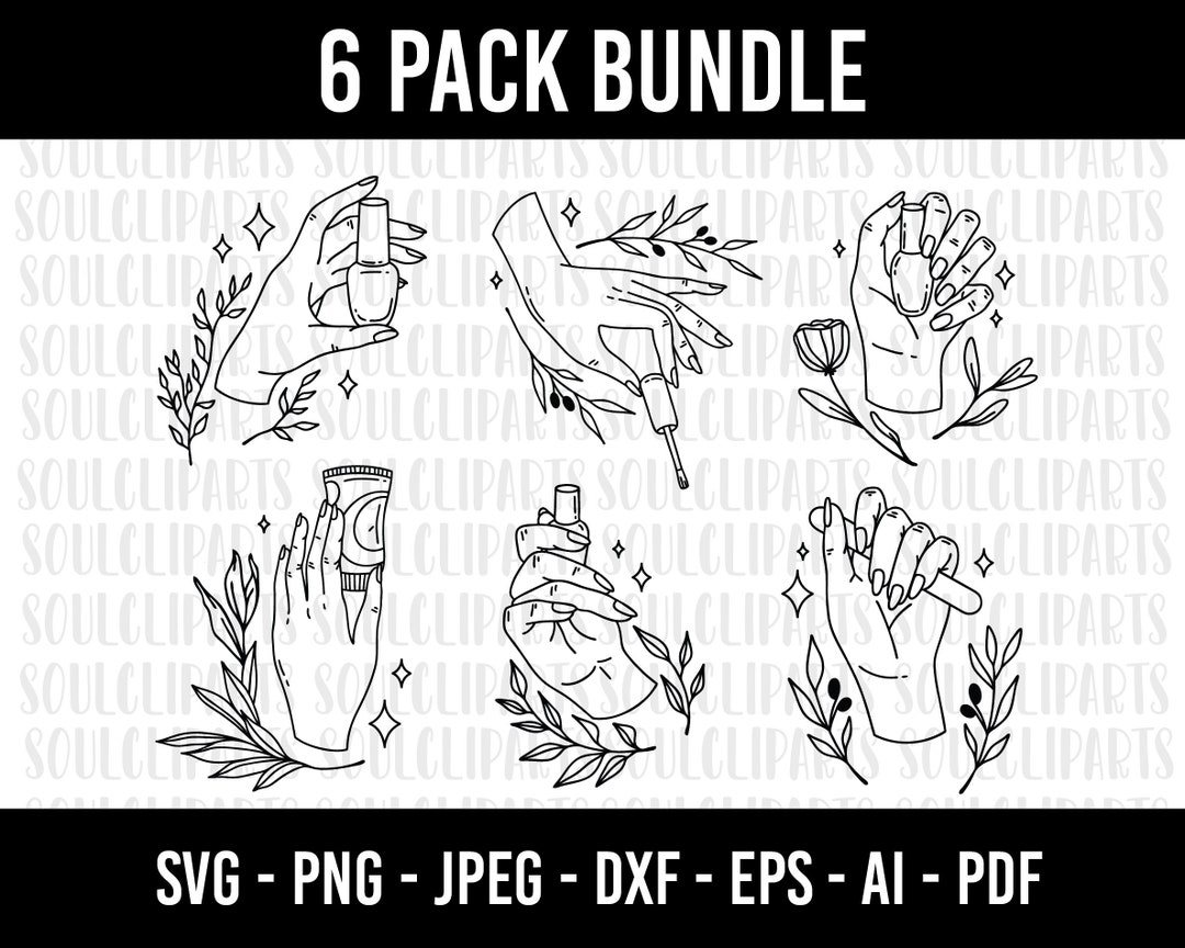 COD216 Nail Art SVG Bundle, Girl Hand Svg, Nail Art Cut File, Nail Tech