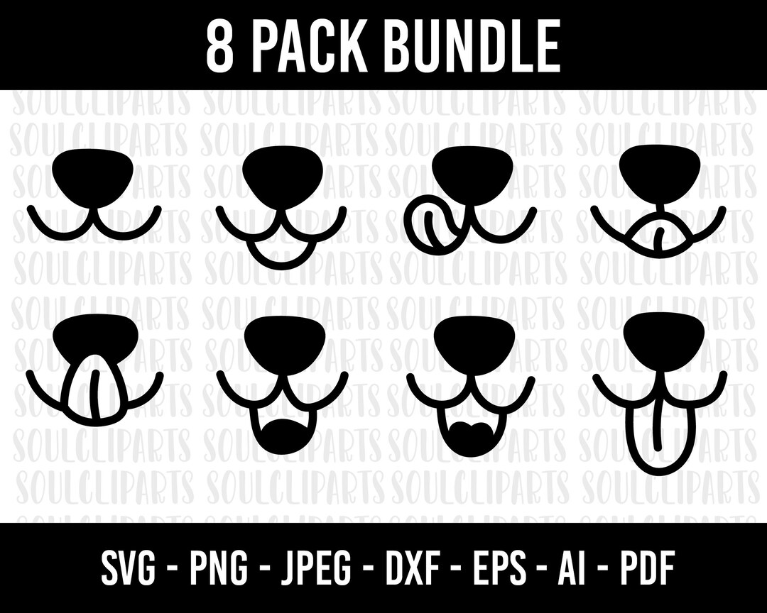 COD254 Dog Nose Svg , Dog Nose Clipart, Tongue for Mask Svg, Dog Nose