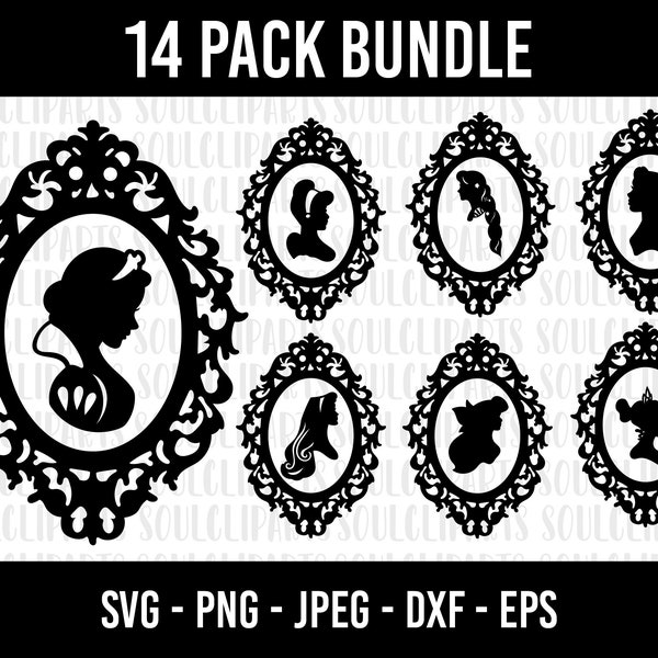 COD1001- Princess silhouette svg bundle, Snow White SVG, Princess SVG, princess svg Files for Cricut Silhouette/Tumbler svg