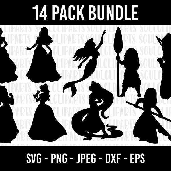 COD995- princesse silhouette svg bundle, Snow White SVG, princesse SVG, fichiers svg princesse pour Cricut Silhouette/Tumbler svg