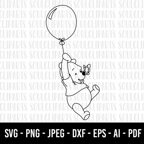 COD1051-Winnie the pooh svg, winnie the pooh clipart, outline, cutting files, Pooh face svg, bear Png, shirt files for cricut and silhouette