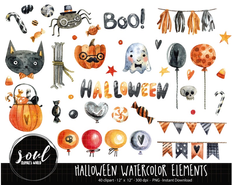 COD574-Halloween clipartHalloween printablehand drawn clipartsCommercial useClipart SetVector ClipartINSTANT DOWNLOAD