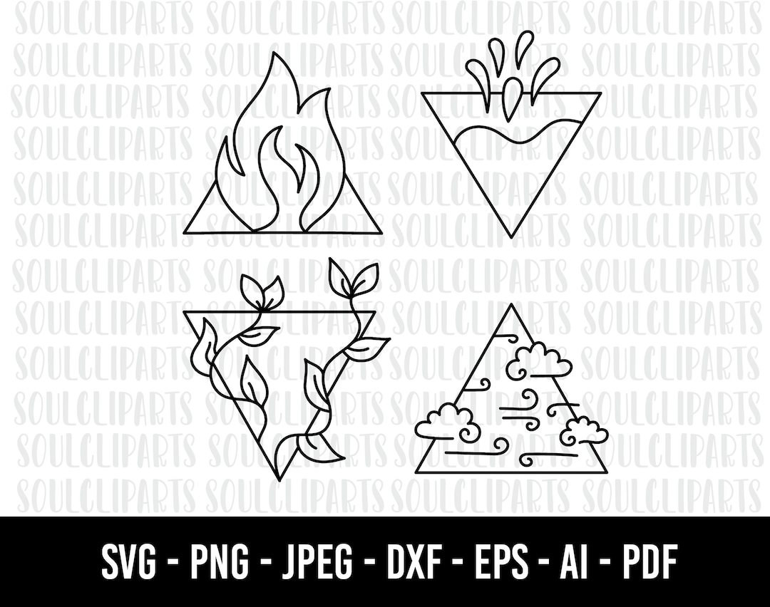 Cod586-four Elements SVG, 4 Elements Symbols, Four Elements Template ...