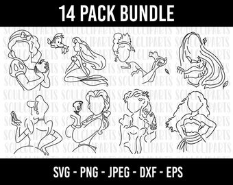 COD997- Princess outline svg bundle, Snow White SVG, Princess SVG, princess svg Files for Cricut Silhouette/Tumbler svg