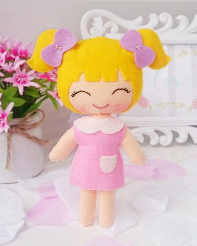 Mini felt doll pattern pdf doll sewing tutorial stuffed Etsy