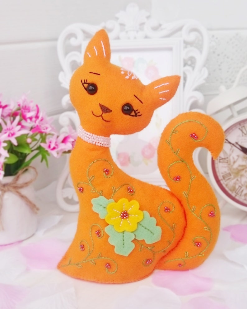 Felt sewing kit felt animal kit cat stuffed animals stuffed Etsy