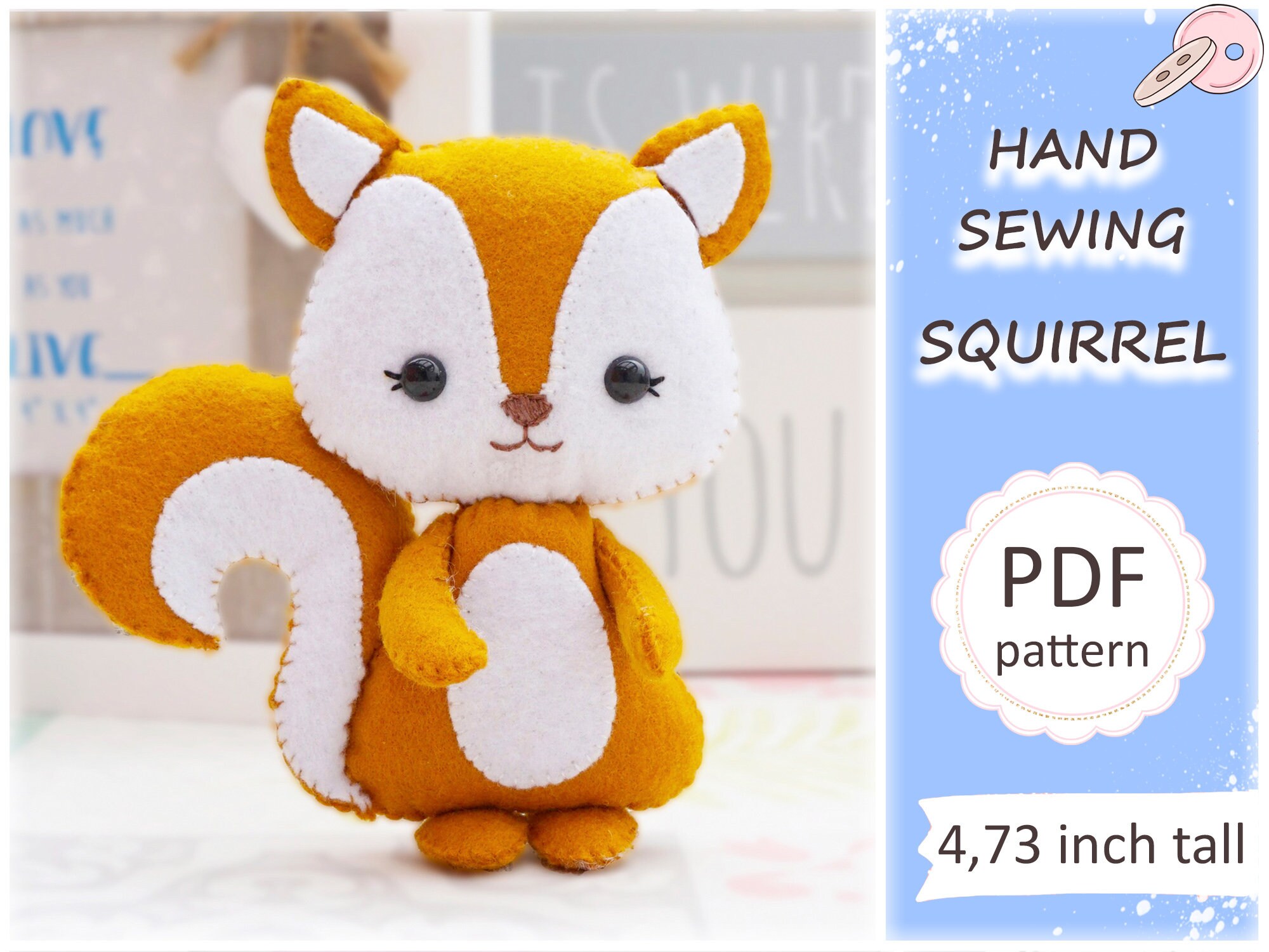 Squirrel pattern sewing animal pattern squirrel felt Etsy
