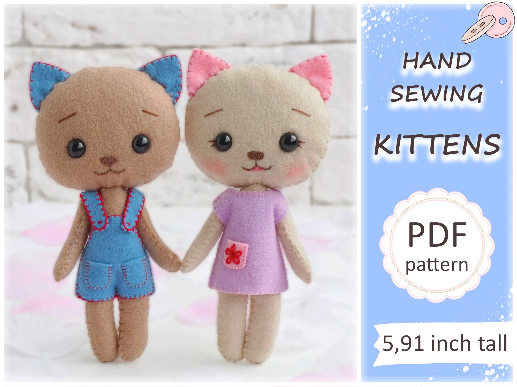 Cat pattern sew cat stuffed animal pattern easy sewing Etsy