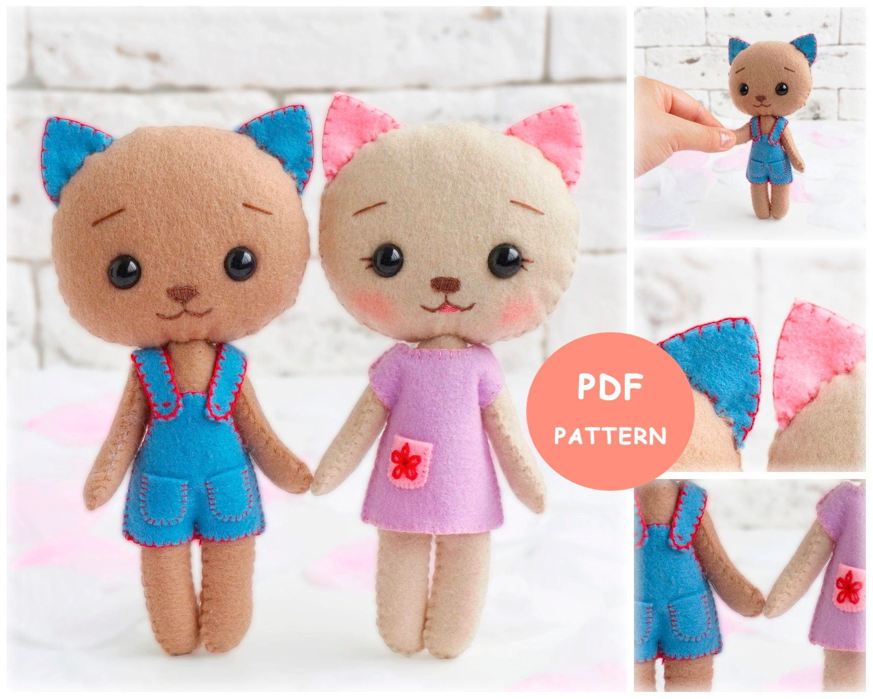 Cat pattern sew cat stuffed animal pattern easy sewing Etsy