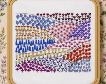 A Flower A Day Pre Printed Embroidery Fabric for hand embroidery