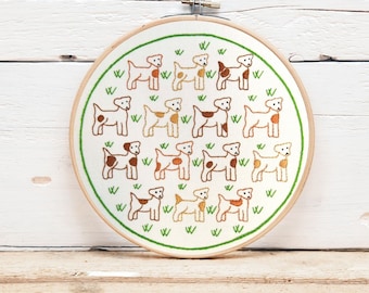 Hand embroidery Pattern, Jack Russell dogs, PDF embroidery pattern, Beginner Embroidery pattern, embroidery hoop art